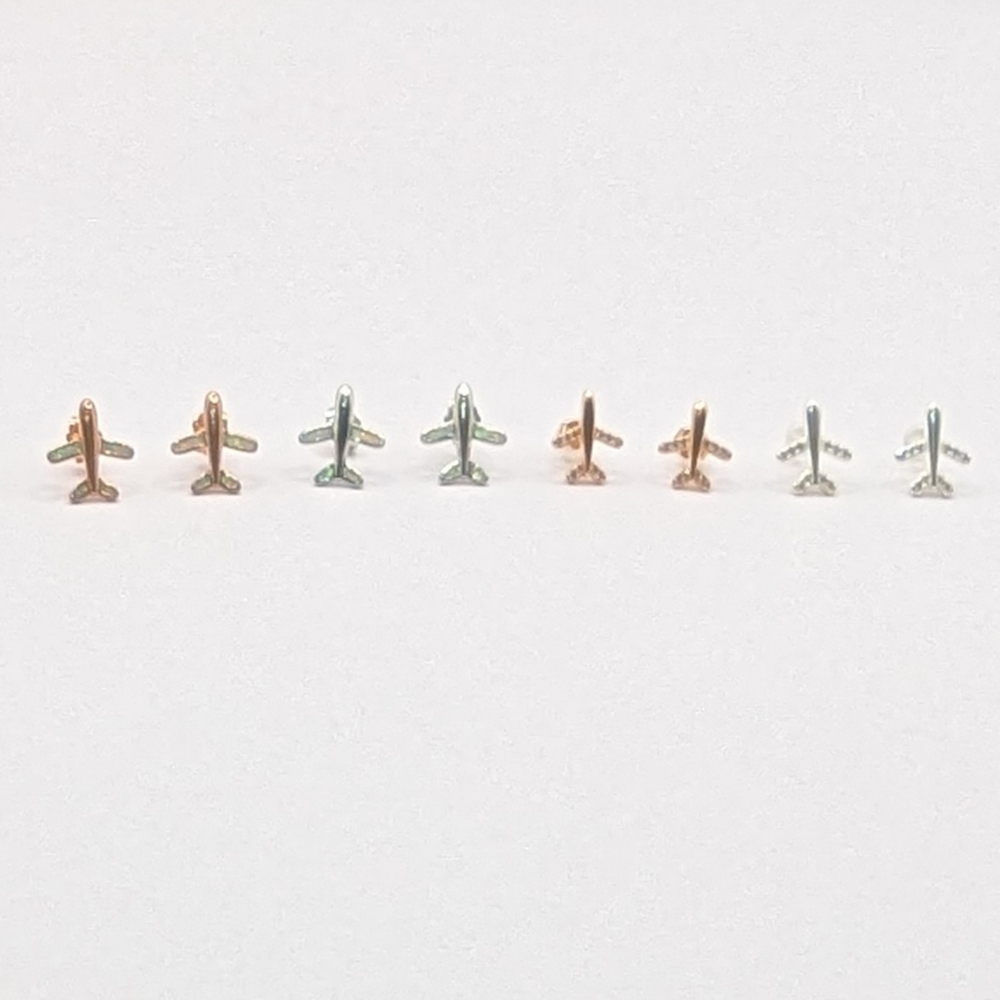 Airplane Earrings Stud 925 Sterling Silver Bundle Of 4 Flight Attendant Travel